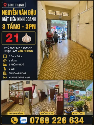 🍀 BÌNH THẠNH, NGUYỄN VĂN ĐẬU, MẶT TIỀN KINH DOANH, 3 TẦNG, 3PN, 💰21🧄 📱0768 226 634