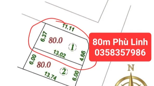 Bán đất lô góc DT 80m vuông,MT 4.66m Vệ Linh,giá bán 2 tỷ 200 triệu