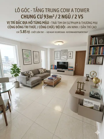LÔ GÓC TẦNG TRUNG COWA TOWER 199 HỒ TÙNG MẬU - 93M² CHỈ 5.85 TỶ - KHU CÔNG CHỨC SƯ PHẠM