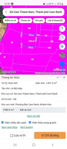 345.22 1991m2 xã cam thành nam bắc cam ranh
vị trí cam thành nam , bắc cam ranh, Khánh Hoà
diện tích ;1991m2 
giá 500 triệu hết sổ
giá tổng bán : 500 triệu