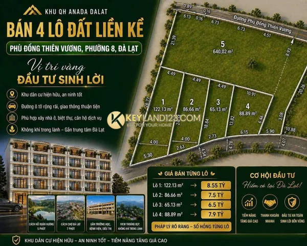 BÁN LÔ ĐẤT LIÊN KẾ KHU ANADA P8 , ĐÀ LẠT