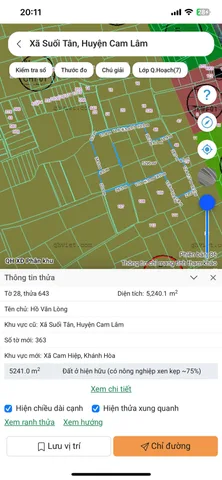 643.28 5240m2 full thổ cư
vị trí : THÔN ĐỒNG CAU XÃ SUỐI TÂN,CAM LÂM KHÁNH HOÀ
diện tích 5240M2 FULL THỔ CƯ
giá 6 TRIỆU/M2 
giá tổng bán : 31 TỶ 440 TRIỆU
LIÊN HỆ : MINH HIẾU 0389623794 BĐS