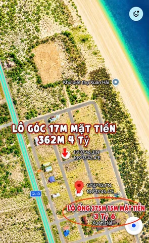 🏡 BÁN 2 LÔ ĐẤT ĐẸP KHU DÂN CƯ XUÂN HẢI GIAI ĐOẠN 1 – SÔNG CẦU, PHÚ YÊN 🌊

📍 Vị trí đẹp, khu dân cư Xuân Hải giai đoạn 1, hạ tầng hoàn thiện, dân cư hiện hữu.

✅ Lô góc 2 mặt tiền
📐 Diện tích: 362,5m²
🌳 Thế đất đẹp, thoáng mát, phù hợp xây biệt thự n
