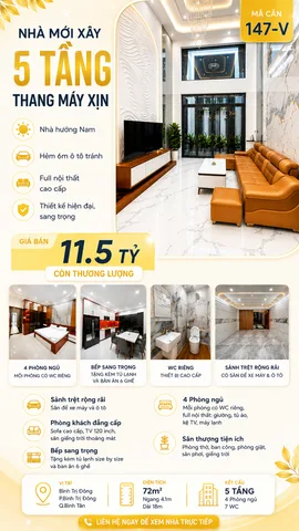 147-V | Nhà mới keng - 72m2 - 5 tầng - có thang máy - Hẻm 6m - Bình Trị Đông - Nội thất cao cấp đầy đủ và nhiều nội thất tặng thêm