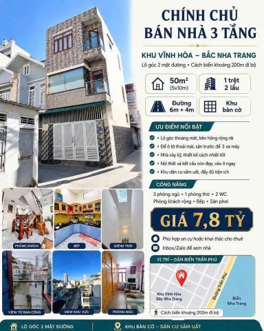 Bán nhà 3 tầng lô góc 2 mặt tiền gần ngay trung tâm chỉ cách biển 200m đi bộ