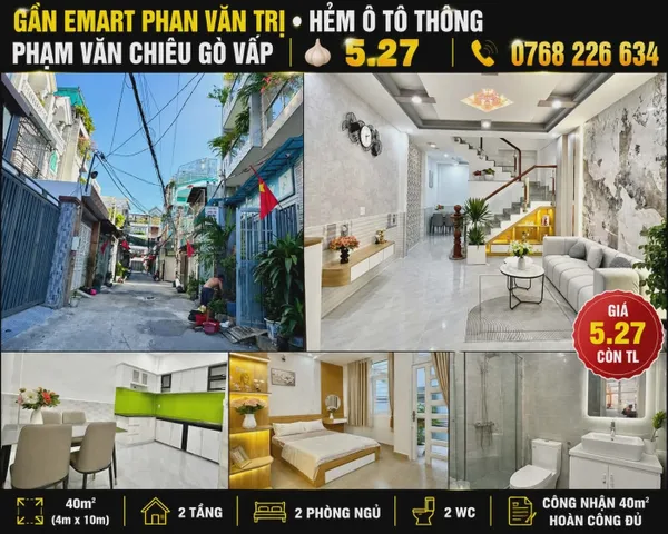 🍀 GẦN EMART PHAN VĂN TRỊ • HẺM Ô TÔ THÔNG • PHẠM VĂN CHIÊU P.14 GÒ VẤP • 💰5🧄27 • 📱0768 226 634