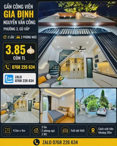GẦN CÔNG VIÊN GIA ĐỊNH NGUYỄN VĂN CÔNG PHƯỜNG 3 GÒ VẤP 2 LẦU 2 PHÒNG NGỦ 💰3.85🧄 📱0768 226 634