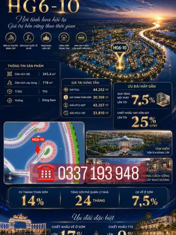 Bán biệt thự đơn lập Hoàng Gia HG6-10 Vinhomes Vũ Yên Hải Phòng.