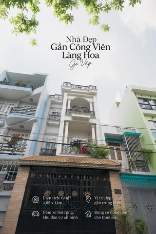 GIẢM GIÁ NHÀ ĐẸP KHÔNG LỖI NGAY CV LÀNG HOA, 29 CÂY TRÂM P11 4,65x14 CN 64M2 CHỈ 8,6 TỶ TL