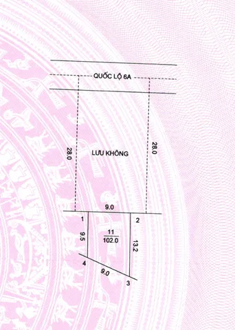 Bán đất 102m² full thổ cư. Mặt tiền rộng  9,5m giá tại Đường Quốc Lộ 6A Xã Phú Nghĩa