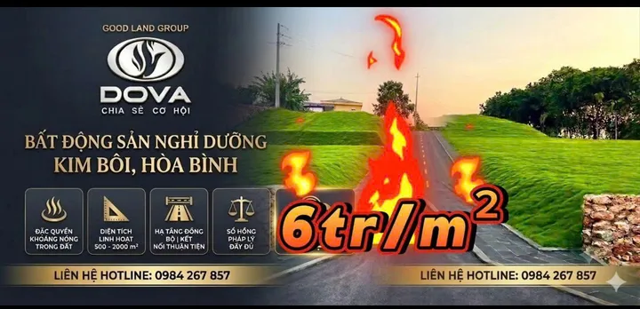 chỉ 6tr/m2 sở hữu ngay đất nghỉ dưỡng có khoáng nóng tại kim bôi. hòa bình