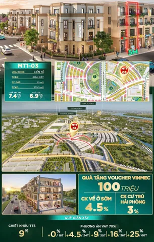 Bán liền kề Mặt Trời MT1-03 Vinhomes Vũ Yên Hải Phòng.