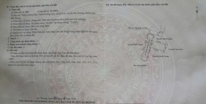 Bán đất 60m2 Lương Quy An Dương Hải Phòng