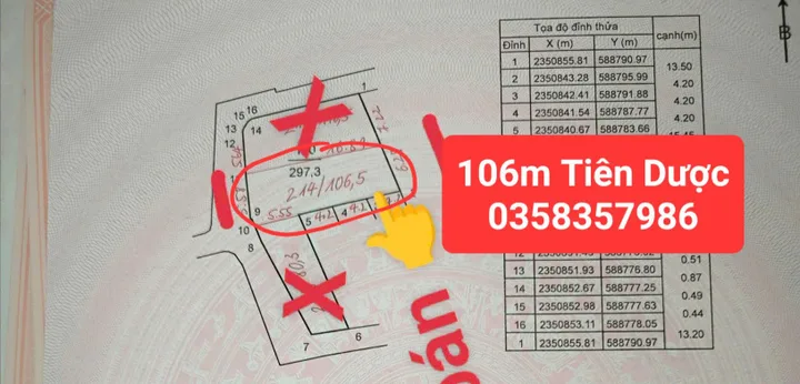 Bán đất DT 106m vuông,MT 5.58m,giá bán 3 tỷ