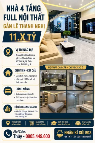 BÁN NHÀ 4 TẦNG MỚI 100% – MT HUY CẬN-FULL NỘI THẤT CAO CẤP – TRUNG TÂM HOÀ CƯỜNG