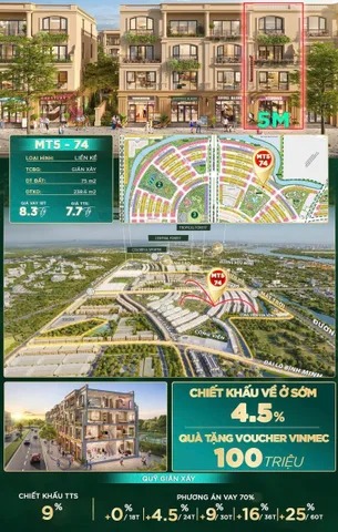 Bán liền kề khu Mặt Trời view công viên MT5-74 Vinhomes Dương Kinh Hải Phòng.