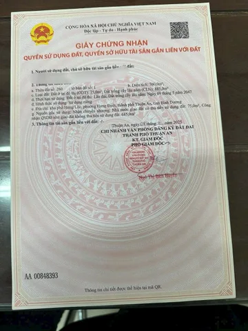 Bán đất thổ cư hẻm Thủ Khoa Huân diện tích 760m2 giá chỉ 11triệu/m2