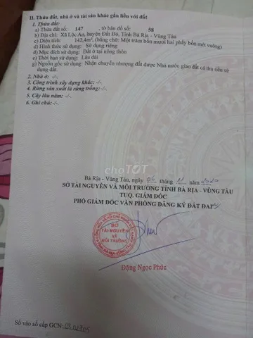 BÁN ĐẤT NGANG 7 VEN BIỂN LỘC AN 1 TỶ 7 !
