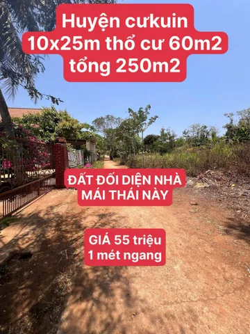 🌹 CẦN RA LÔ ĐẤT GIÁ TỐT TẠI CƯ KUIN 🌹
📐 Diện tích: 10m x 25m
📌 Thổ cư: 60m²