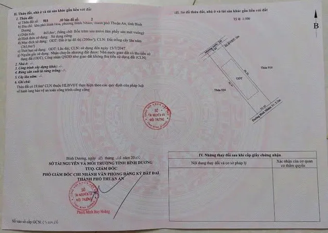 Bán đất thổ cư đường Bình Nhâm 31 diện tích 465m2 giá chỉ 18 triệu/m2