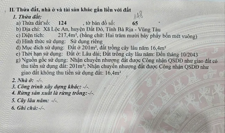 SỞ HỮU LÔ ĐẤT 220m2 1ty4 NGAY TRUNG TÂM XÃ LỘC AN, ĐẤT ĐỎ CHỈ CÁCH BIỂN 2P DI CHUYỂN
