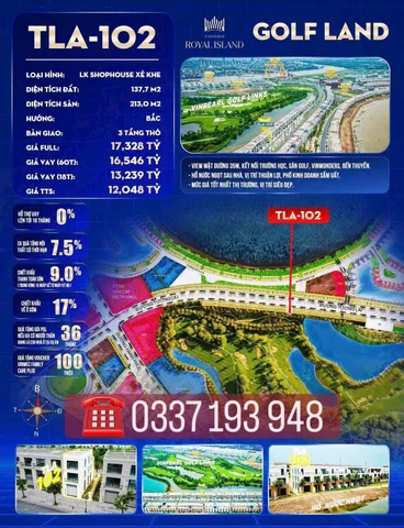 Bán shophouse xẻ khe 137m2 TLA-102 trục đường Tương Lai Vinhomes Vũ Yên Hải Phòng.