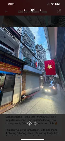 Bán nhà hoàng mai 61m xây 4 tầng 3ngu 3vs nhà xây chắc trắn 
mặt tiền khủng oto chạy qua nhà