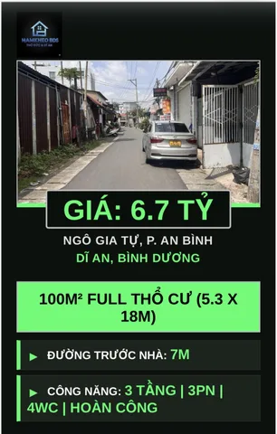BÁN NHÀ MẶT TIỀN NGÔ GIA TỰ DĨ AN - LÔ GÓC KINH DOANH HOÀN CÔNG- SÁT PHẠM VĂN ĐỒNG