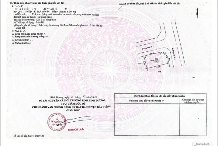 Bán đất tại Định Hiệp, Dầu Tiếng, Bình Dương, giá tốt, 4,7 triệu / m2, 294 m2