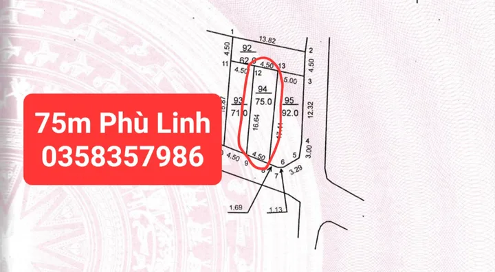 Bán đất Phù Linh DT 75m vuông,MT 4.5m
Giá bán 2 tỷ 9