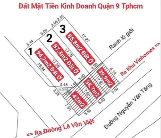 BDS HVL CG-Siêu Phẩm 3 Lô Liền Kề Mặt Tiền Kinh Doanh Đường Nguyễn Văn Tăng . P. Long Thạnh Mỹ . Q9