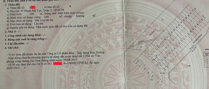 Bán đất KDC Huy Hoàng, Đường TML 61, Cạnh chung cư Vista Verde