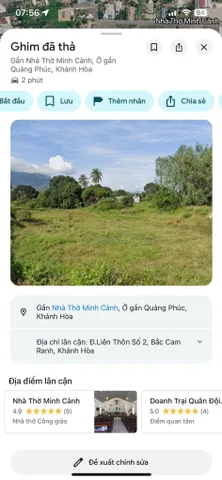 488-223.14 CAM THÀNH NAM,CAM RANH KHÁNH HOÀ
vị trí :THÔN QUẢNG PHÚC XÃ CAM THÀNH NAM CAM RANH 
DIỆN TÍCH :4471M2 giá chỉ 700 triệu /sào
giá tổng bán :3 TỶ 130TRIEU
LIÊN HỆ : MINH HIẾU 0389623794 BĐS