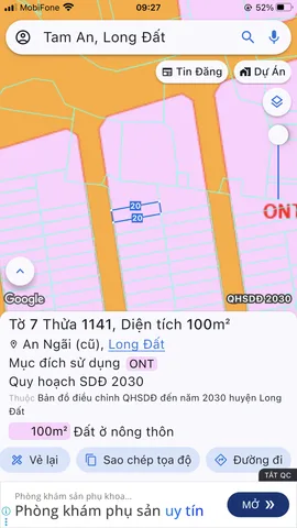 Bán đất 100m2 thổ cư 100m2 giá 1tỷ tại xã An Ngãi huyện Long Điền Bà Rịa Vũng Tàu