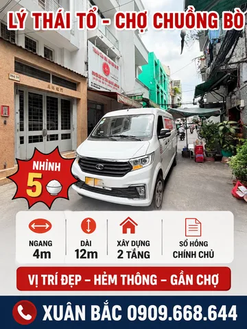 LÝ THÁI TỔ - CHỢ HOA HỒ THỊ KỸ 
NGANG 4 DÀI 12
GIÁP Q.5 - Q.3 - Q.1