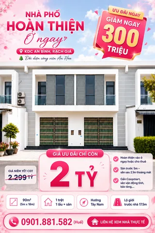 CHỈ 2 TỶ CÓ NHÀ ĐẸP 90M2 Ở NGAY KDC AN BÌNH, RẠCH GIÁ
