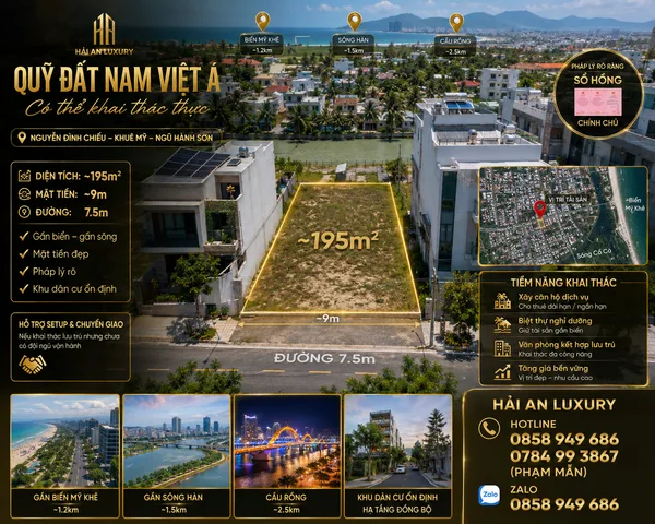 Bán đất Nguyễn Đình Chiểu Nam Việt Á Đà Nẵng | Quỹ đất gần biển phù hợp căn hộ dịch vụ
