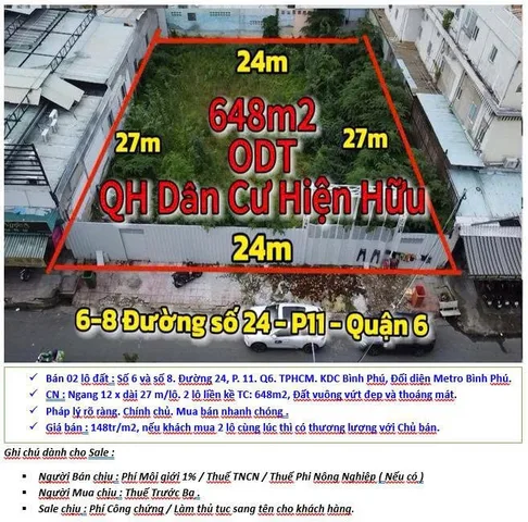 Bán Nhà Mặt Tiền 6-8 Đường Số 24, P11, Quận 6