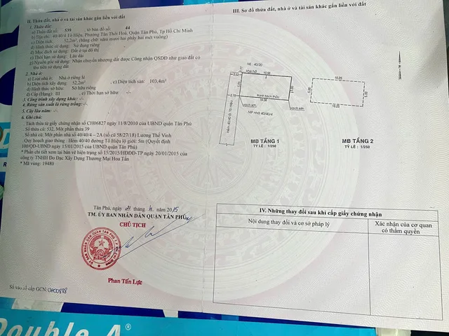 Bán Nhà Hẻm 40/40/4 Tô Hiệu, Hiệp Tân, Tân Phú