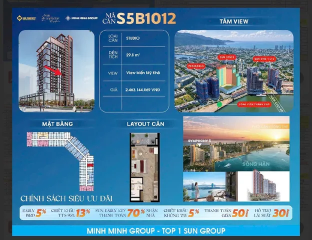 🔥 CHỈ ĐẦU TƯ 1 TỶ 890 TRIỆU – SỞ HỮU NGAY STUDIO HẠNG SANG TẠI TỔ HỢP SYMPHONY HÀN GIANG 🔥