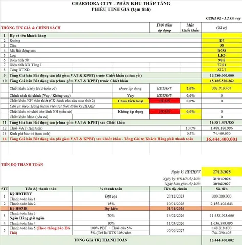 D758 khách đã vào 15% khách bán lại giá chủ đầu tư có hoa hồng cho anh em
 Diện tích đất: 98,8m^  giá 16tỷ 444 có hoa hồng cho anh em ( hàng chuyển nhượng ) giá chủ đầu tư
