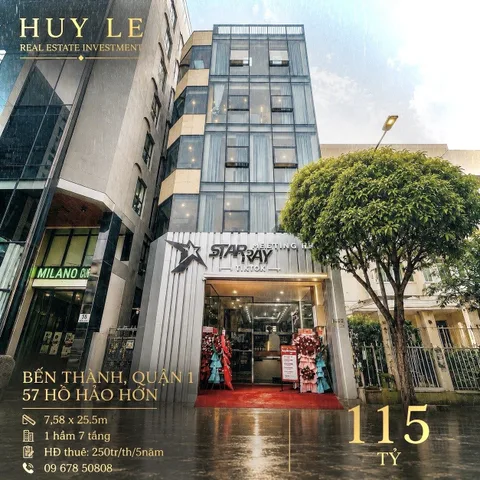 Bán toà nhà mặt tiền 57 Hồ Hảo Hớn Quận 1 (7,6 x 25 - 1 hầm 7 tầng)