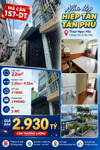 Nhà hơn 2 tỷ - 3 tầng - Dọn vào ở ngay - Thoại Ngọc hầu - Tân Phú
