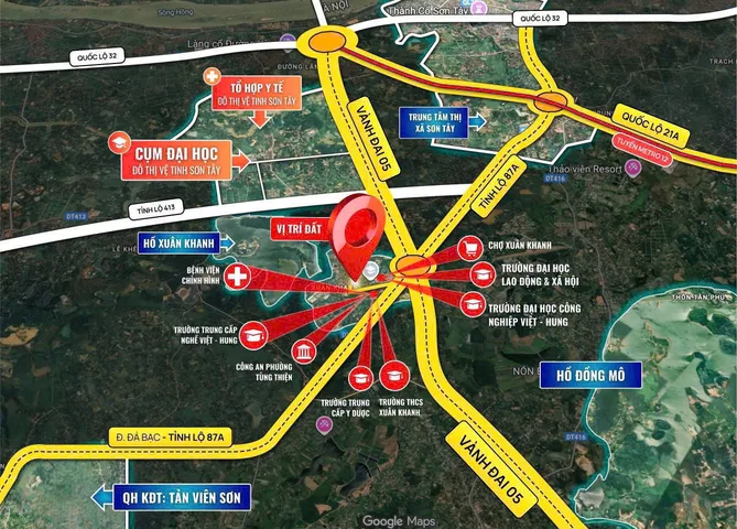 Bán đất Hòa Lạc Xuân Khanh ô tô tránh kinh doanh sát trường học và KCN chỉ 1.6 tỷ