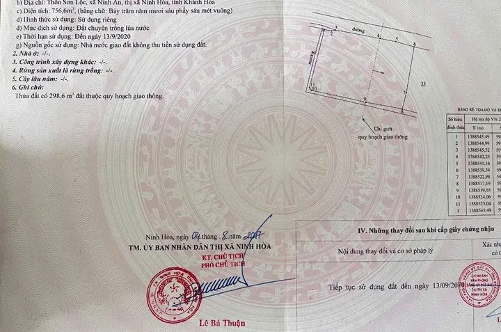 Cần bán đất Ninh An Xã Bắc Ninh Hòa