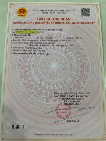 Bán Đất 144.7m2 có sẵn 137 m2 thổ cư giá 2.9 tỷ tại Xã Sông Nhạn Huyện Cẩm Mỹ Đồng Nai
