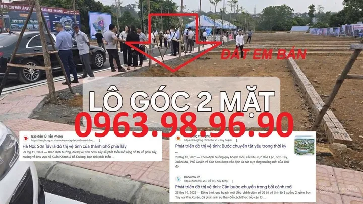 CẦN BÁN GẤP LÔ ĐẤT 100M2 THỔ CƯ MT 6M ĐƯỜNG TRƯỚC ÔTÔ TRÁNH PHƯỜNG TÙNG THIỆN SƠN TÂY, 0333846866