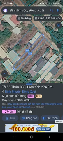 Bán Đất 272m2 có sẵn 100 m2 thổ cư giá 900 triệu tại Đường Phú Riềng Đỏ Xã Tiến Hưng Thành phố Đồng Xoài Bình Phước