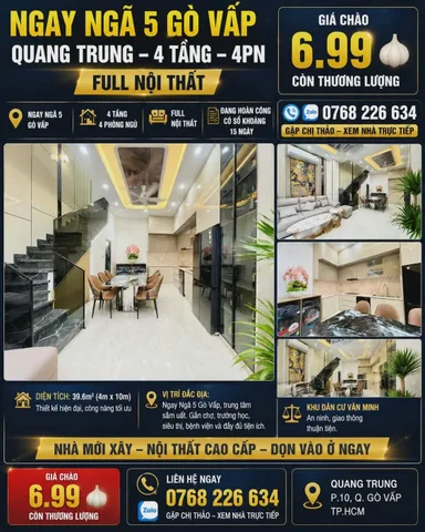 🏡 NGAY NGÃ 5 GÒ VẤP. QUANG TRUNG. 4 TẦNG. 4PN. FULL NỘI THẤT. 💰6.99🧄 CÒN TL
💰 6.99🧄 còn TL
📱 0768 226 634