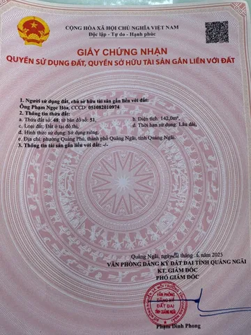 Lô đất phường Quảng Phú gần chùa Phổ Quang 5x28m giá chỉ 900tr